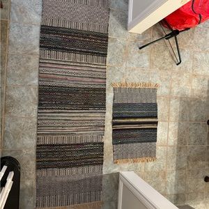 World market handwoven floor runner with 2 matching doormats